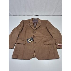 S Cohen Blazer Mens 46R Brown 100% Cashmere Sport Coat 3 Button Italian Fabric